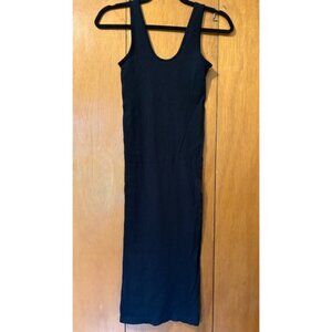 NWOT H&M BLACK RIBBED SEAMLESS MIDI DRESS, SIZE: XS